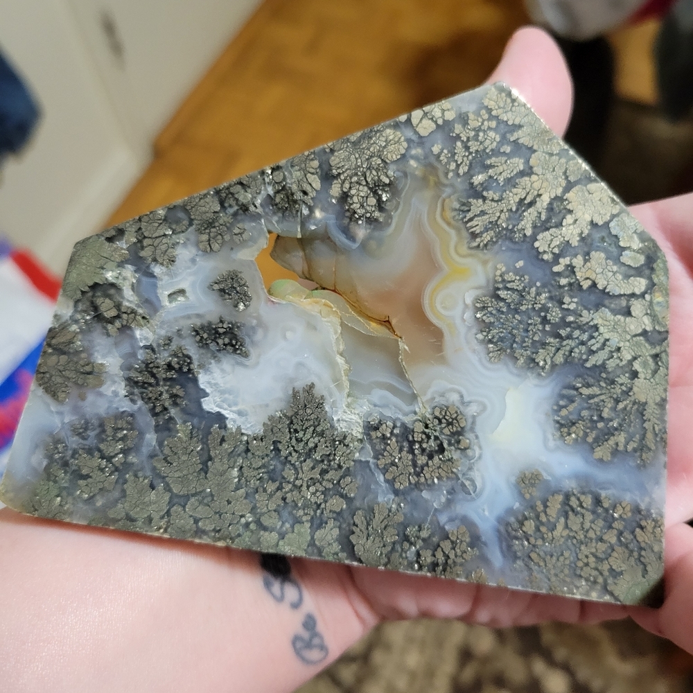 Agate with pyrite slab